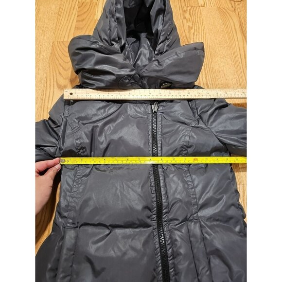 SOIA & KYO Grey Brushed Down Puffer Long Coat Jacket Sz XS EUC Quiet Luxury Warm - Picture 10 of 13
